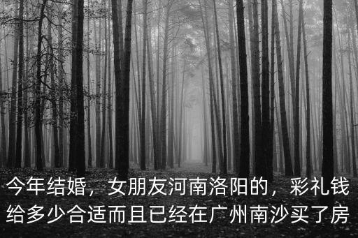 今年結婚，女朋友河南洛陽的，彩禮錢給多少合適而且已經在廣州南沙買了房