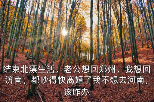 結束北漂生活，老公想回鄭州，我想回濟南，都吵得快離婚了我不想去河南，該咋辦