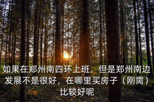 如果在鄭州南四環上班，但是鄭州南邊發展不是很好，在哪里買房子（剛需）比較好呢