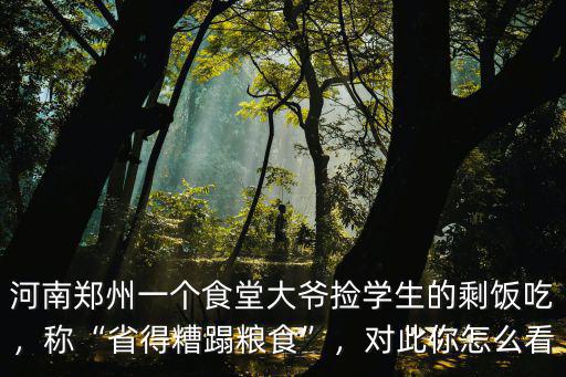 河南鄭州一個食堂大爺撿學生的剩飯吃，稱“省得糟蹋糧食”，對此你怎么看