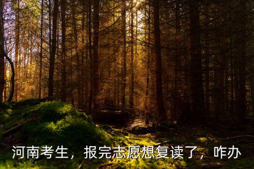 河南考生，報完志愿想復(fù)讀了，咋辦