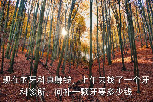 現在的牙科真賺錢，上午去找了一個牙科診所，問補一顆牙要多少錢