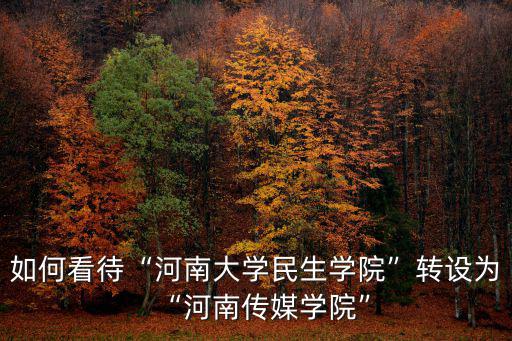如何看待“河南大學民生學院”轉設為“河南傳媒學院”