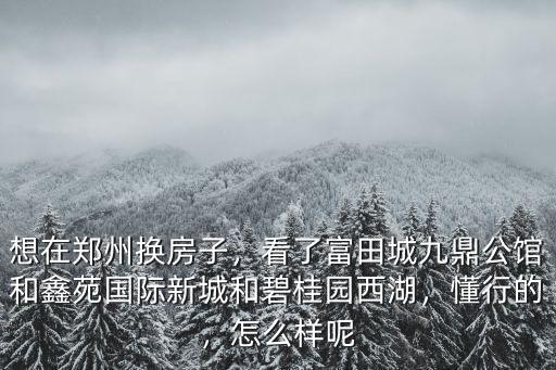 想在鄭州換房子，看了富田城九鼎公館和鑫苑國際新城和碧桂園西湖，懂行的，怎么樣呢