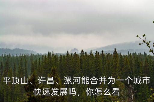 平頂山、許昌、漯河能合并為一個城市快速發展嗎，你怎么看
