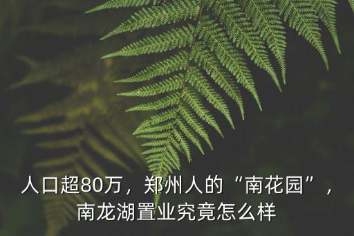 人口超80萬，鄭州人的“南花園”，南龍湖置業究竟怎么樣