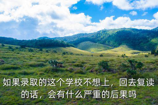如果錄取的這個(gè)學(xué)校不想上，回去復(fù)讀的話，會(huì)有什么嚴(yán)重的后果嗎