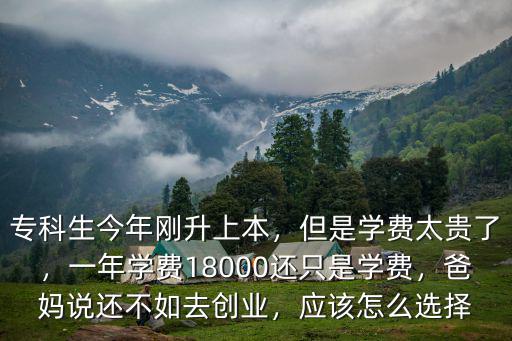 專科生今年剛升上本，但是學費太貴了，一年學費18000還只是學費，爸媽說還不如去創業，應該怎么選擇
