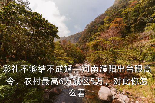 彩禮不夠結(jié)不成婚，河南濮陽出臺限高令，農(nóng)村最高6萬城區(qū)5萬，對此你怎么看