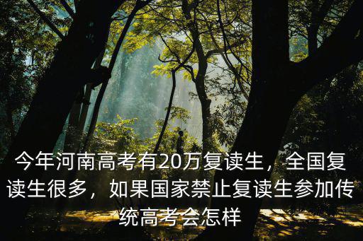 今年河南高考有20萬復讀生，全國復讀生很多，如果國家禁止復讀生參加傳統高考會怎樣