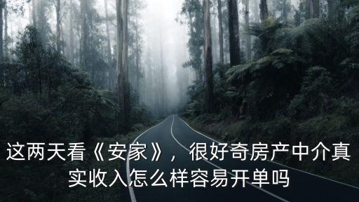 這兩天看《安家》，很好奇房產中介真實收入怎么樣容易開單嗎