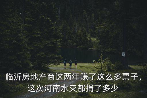 臨沂房地產(chǎn)商這兩年賺了這么多票子，這次河南水災(zāi)都捐了多少