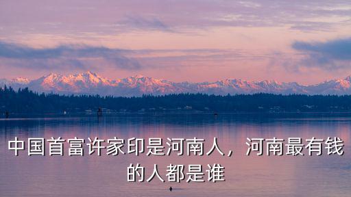 中國首富許家印是河南人，河南最有錢的人都是誰
