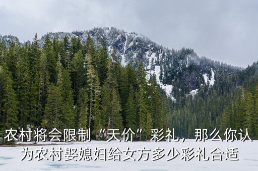 農村將會限制“天價”彩禮，那么你認為農村娶媳婦給女方多少彩禮合適
