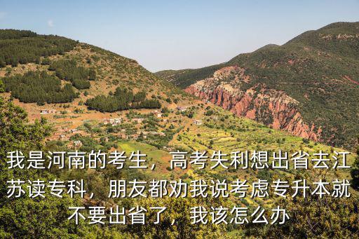 我是河南的考生，高考失利想出省去江蘇讀?？疲笥讯紕裎艺f考慮專升本就不要出省了，我該怎么辦
