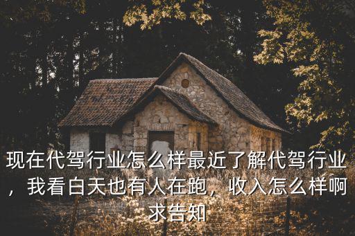 現在代駕行業怎么樣最近了解代駕行業，我看白天也有人在跑，收入怎么樣啊求告知