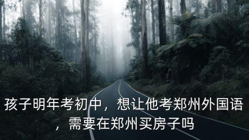 孩子明年考初中，想讓他考鄭州外國語，需要在鄭州買房子嗎