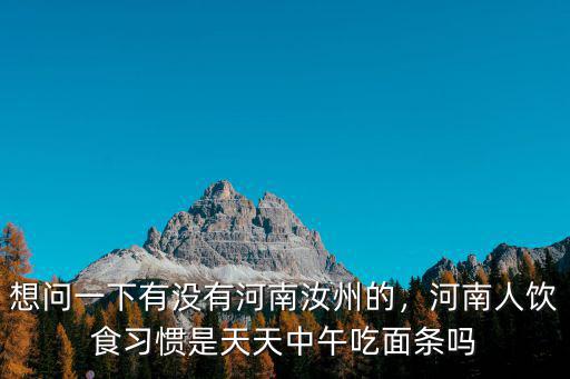 想問一下有沒有河南汝州的，河南人飲食習慣是天天中午吃面條嗎