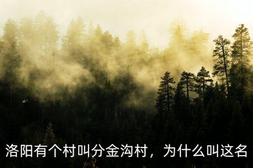 洛陽最窮的村是哪里,洛陽有個村叫分金溝村