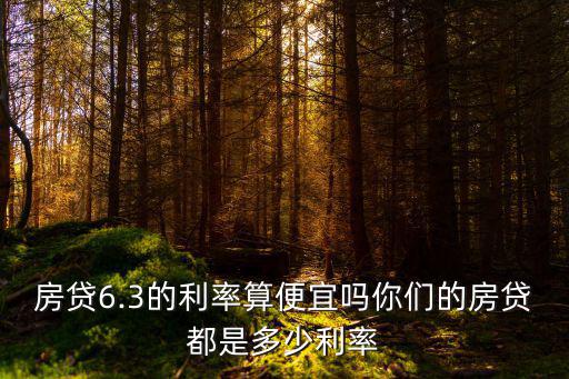 房貸6.3的利率算便宜嗎你們的房貸都是多少利率