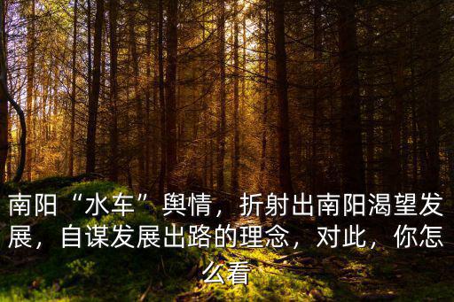 南陽(yáng)“水車”輿情，折射出南陽(yáng)渴望發(fā)展，自謀發(fā)展出路的理念，對(duì)此，你怎么看