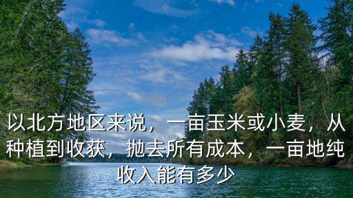 以北方地區來說，一畝玉米或小麥，從種植到收獲，拋去所有成本，一畝地純收入能有多少