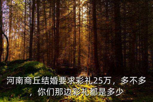 河南商丘結(jié)婚要求彩禮25萬，多不多，你們那邊彩禮都是多少