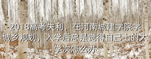 2018高考失利，在河南城建學院學城鄉規劃，入學后總是覺得自己上的大學次怎么辦