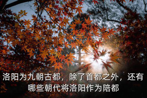洛陽為九朝古都，除了首都之外，還有哪些朝代將洛陽作為陪都