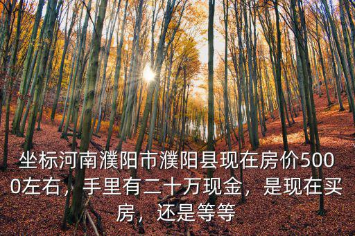 坐標河南濮陽市濮陽縣現在房價5000左右，手里有二十萬現金，是現在買房，還是等等