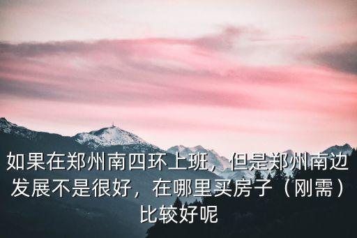 如果在鄭州南四環上班，但是鄭州南邊發展不是很好，在哪里買房子（剛需）比較好呢