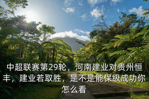 中超聯賽第29輪，河南建業對貴州恒豐，建業若取勝，是不是能保級成功你怎么看