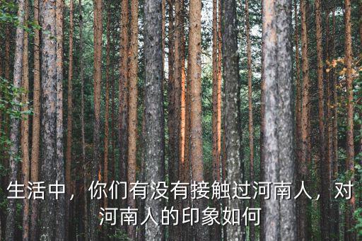 生活中，你們有沒有接觸過河南人，對河南人的印象如何