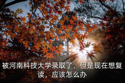被河南科技大學錄取了，但是現在想復讀，應該怎么辦