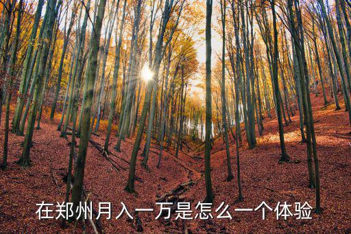 在鄭州月入一萬是怎么一個(gè)體驗(yàn)