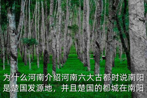 為什么河南介紹河南六大古都時說南陽是楚國發源地，并且楚國的都城在南陽