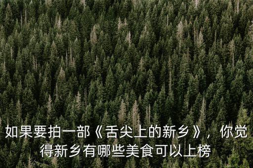 如果要拍一部《舌尖上的新鄉》，你覺得新鄉有哪些美食可以上榜
