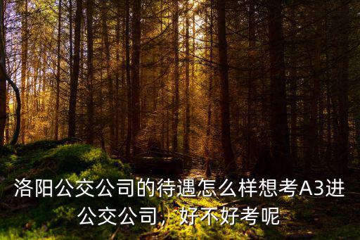 洛陽公交公司的待遇怎么樣想考A3進公交公司，好不好考呢