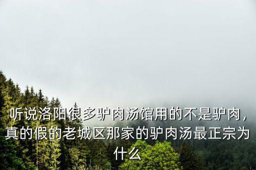 聽說洛陽很多驢肉湯館用的不是驢肉，真的假的老城區(qū)那家的驢肉湯最正宗為什么