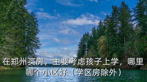 在鄭州買房，主要考慮孩子上學，哪里哪個小區好（學區房除外）