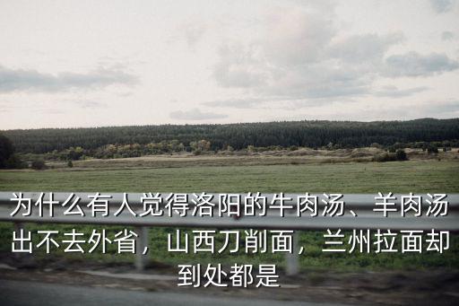 為什么有人覺得洛陽的牛肉湯、羊肉湯出不去外省，山西刀削面，蘭州拉面卻到處都是