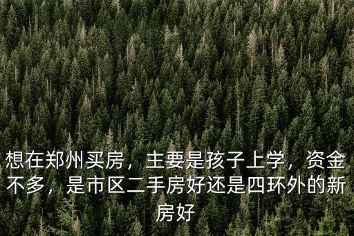 想在鄭州買房，主要是孩子上學，資金不多，是市區(qū)二手房好還是四環(huán)外的新房好