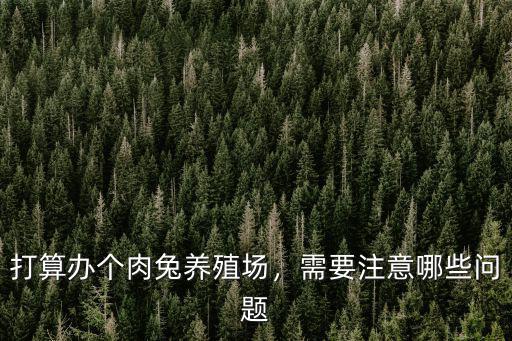 打算辦個肉兔養殖場，需要注意哪些問題