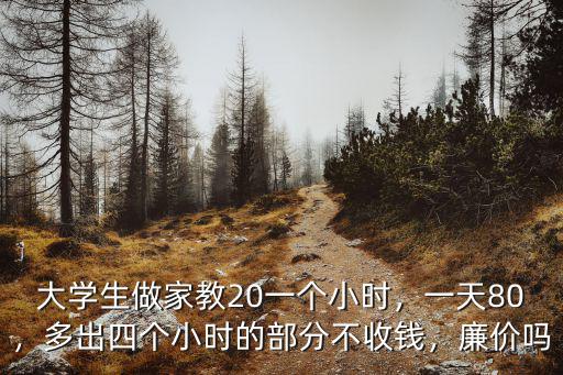 大學生做家教20一個小時，一天80，多出四個小時的部分不收錢，廉價嗎