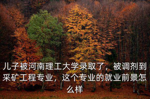 兒子被河南理工大學錄取了，被調劑到采礦工程專業，這個專業的就業前景怎么樣
