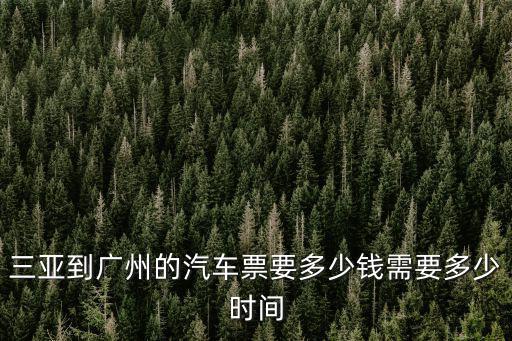 三亞到廣州的汽車票要多少錢需要多少時間