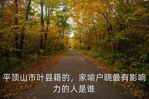 平頂山市葉縣籍的，家喻戶曉最有影響力的人是誰