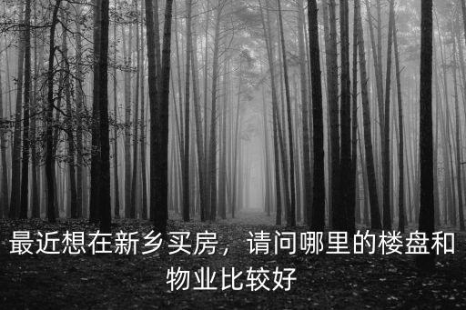 最近想在新鄉買房，請問哪里的樓盤和物業比較好