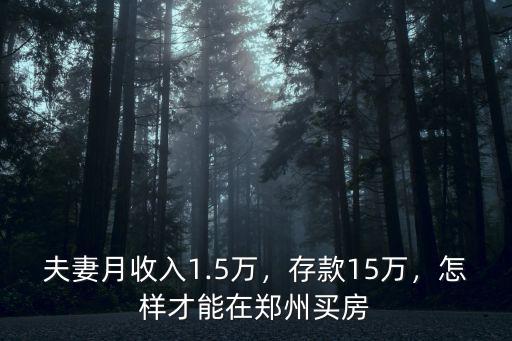 夫妻月收入1.5萬，存款15萬，怎樣才能在鄭州買房