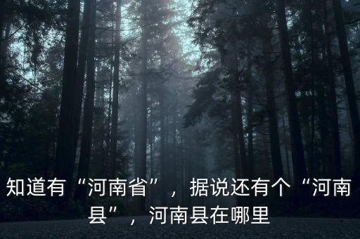 知道有“河南省”，據說還有個“河南縣”，河南縣在哪里